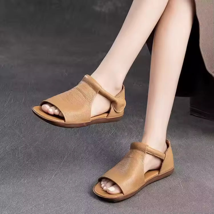 Casual Lightweight Cross Adjustable Ankle Strap With Open-Toe Flat Sandals