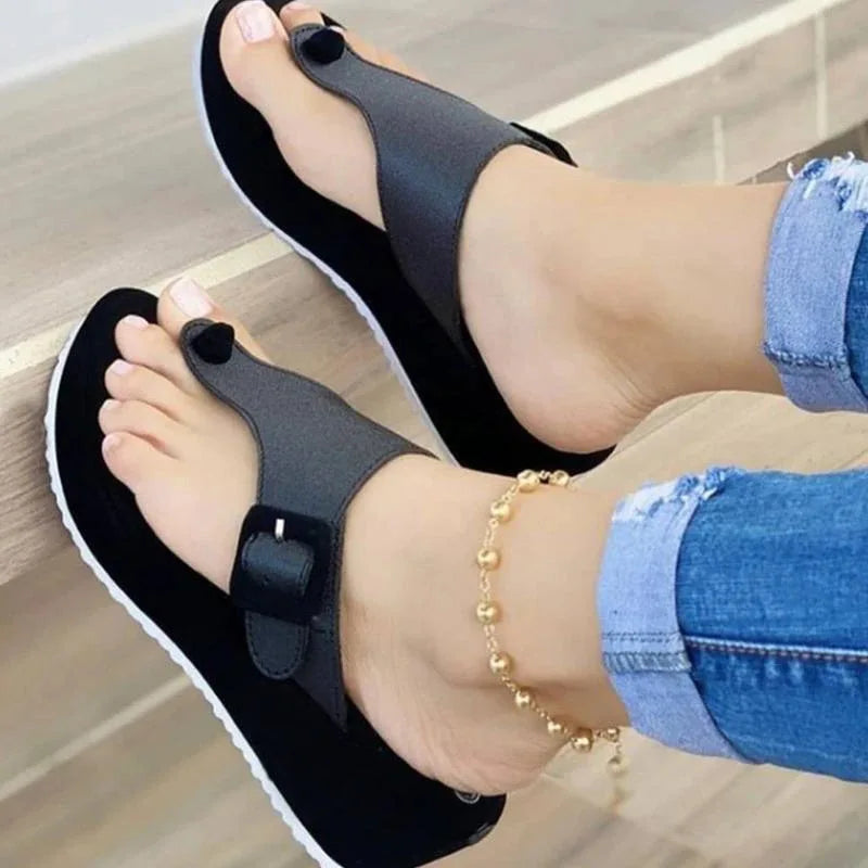 Casual Low Heel Solid Color Indoor Outdoor Bathroom Flip Flops Slippers