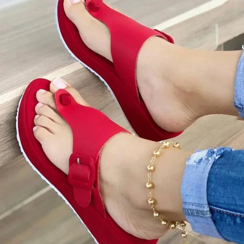 Casual Low Heel Solid Color Indoor Outdoor Bathroom Flip Flops Slippers