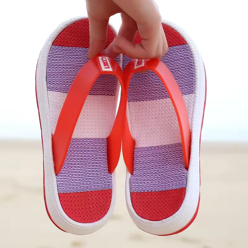 Casual Massage Striped Flip Flops Beach Style Slippers