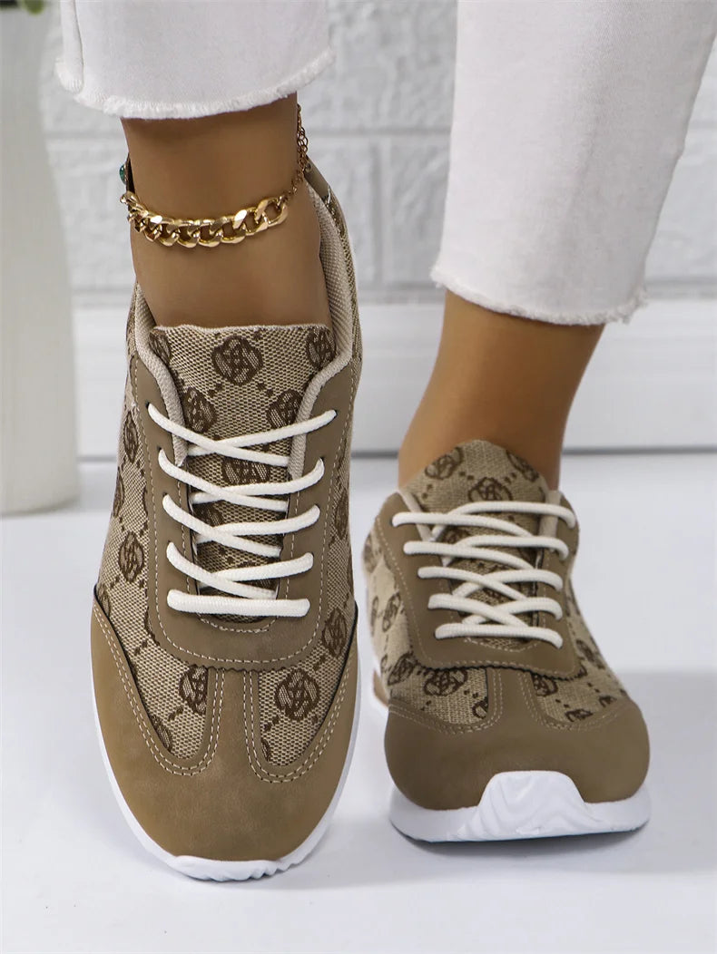 Casual Mesh Solid Versatile Lace Up Walking Comfortable Flat Shoes