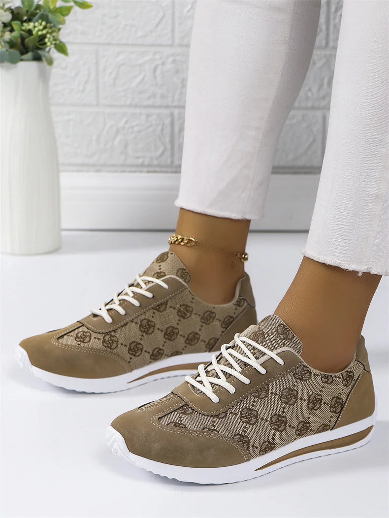 Casual Mesh Solid Versatile Lace Up Walking Comfortable Flat Shoes