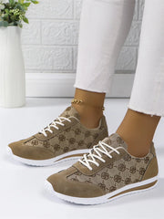 Casual Mesh Solid Versatile Lace Up Walking Comfortable Flat Shoes
