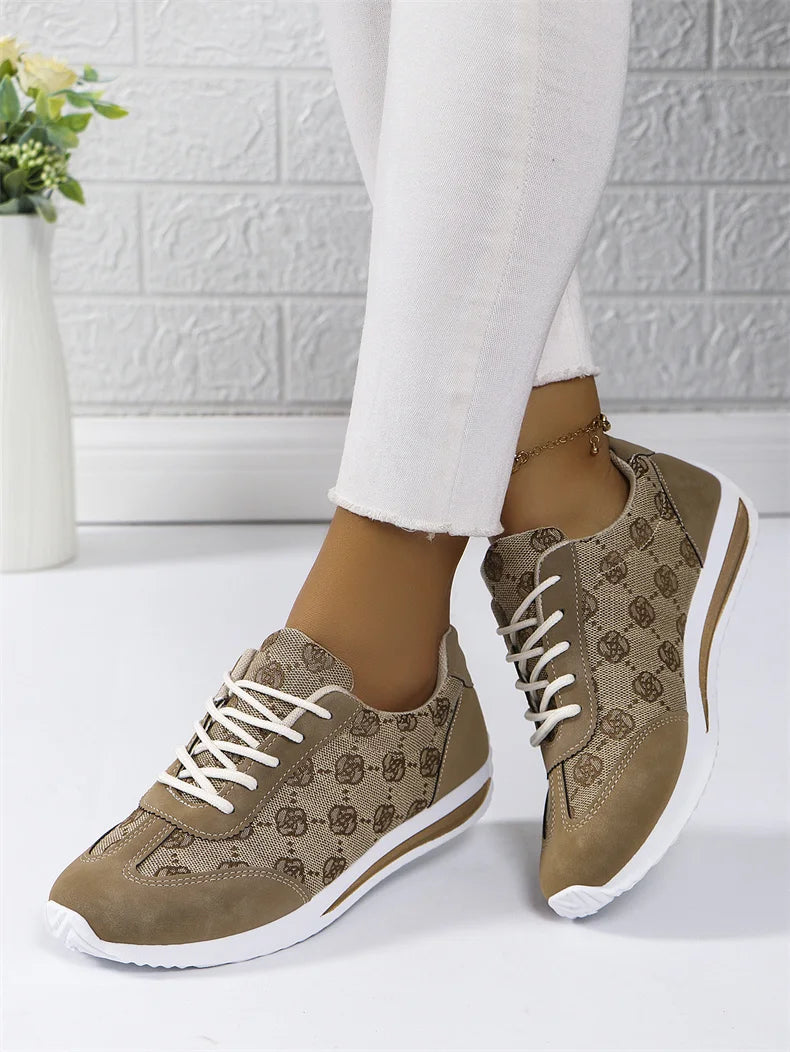 Casual Mesh Solid Versatile Lace Up Walking Comfortable Flat Shoes