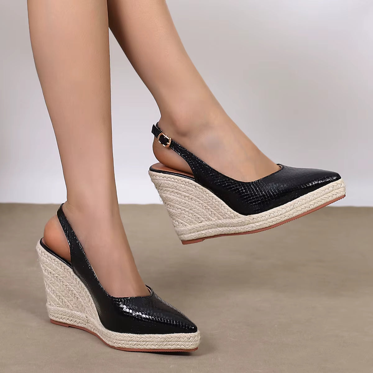 Casual Microfiber Pointed toe Wedges High Heels