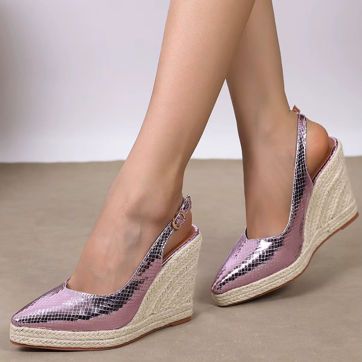 Casual Microfiber Pointed toe Wedges High Heels