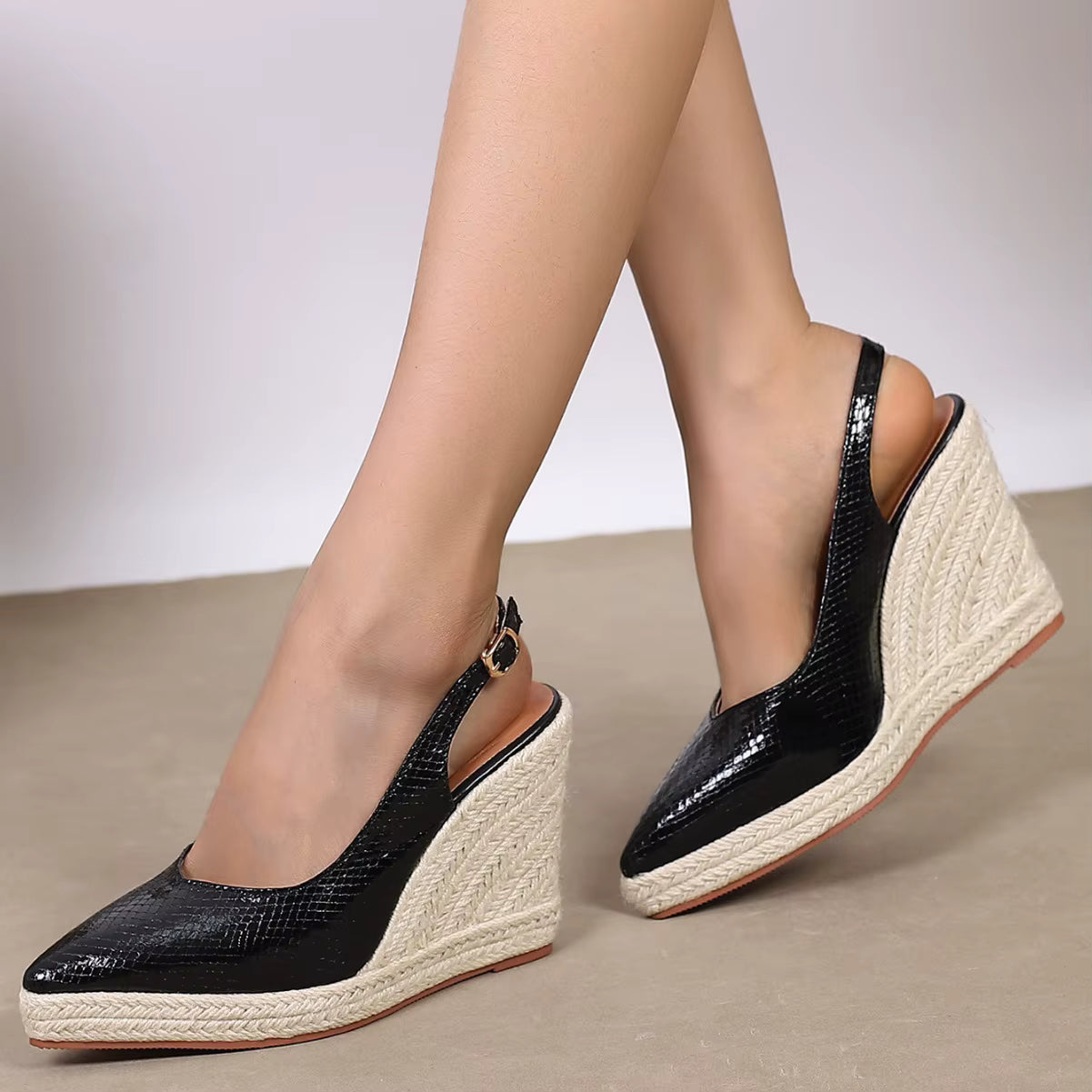 Casual Microfiber Pointed toe Wedges High Heels
