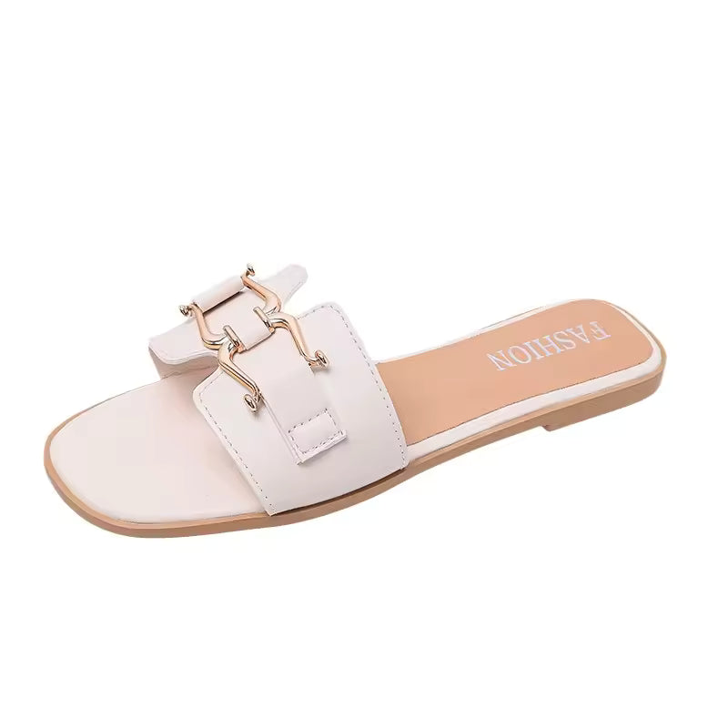 Casual Modern Flip-Flops Flat Leisure Horse With Buckle Slippers