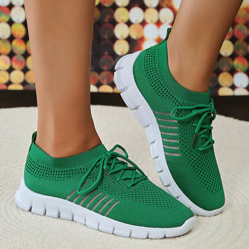 Casual Non Slip Knitted Soft Sole Round Toe Slip On Flats Sneakers