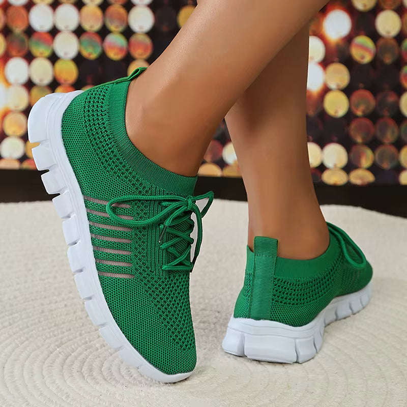 Casual Non Slip Knitted Soft Sole Round Toe Slip On Flats Sneakers