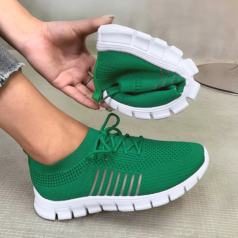 Casual Non Slip Knitted Soft Sole Round Toe Slip On Flats Sneakers