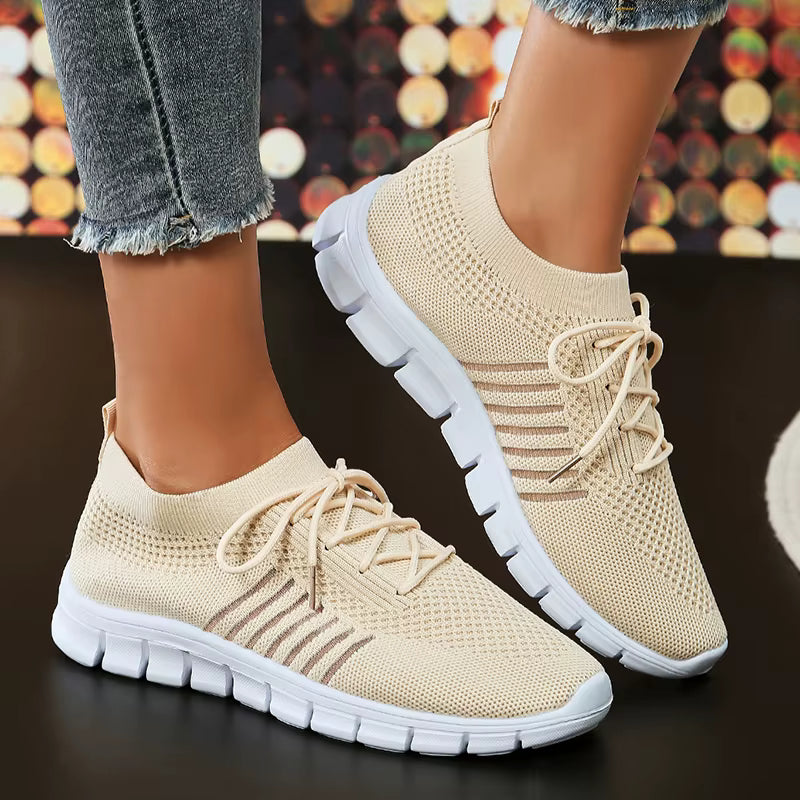 Casual Non Slip Knitted Soft Sole Round Toe Slip On Flats Sneakers