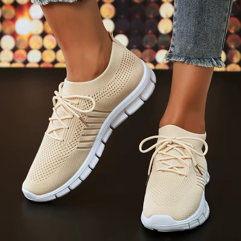 Casual Non Slip Knitted Soft Sole Round Toe Slip On Flats Sneakers