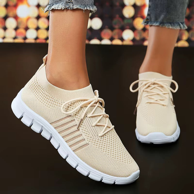 Casual Non Slip Knitted Soft Sole Round Toe Slip On Flats Sneakers