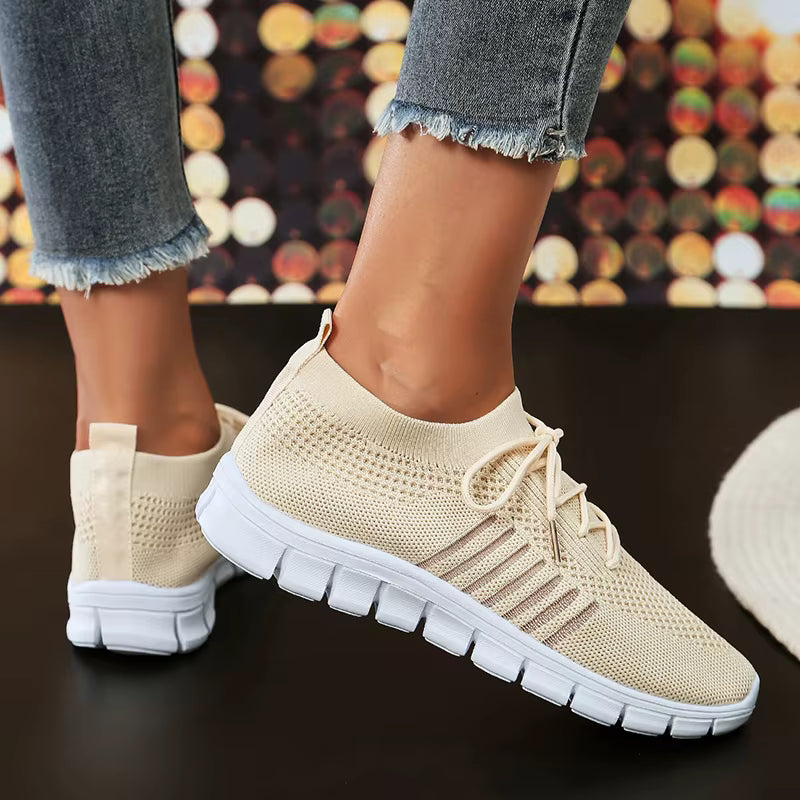 Casual Non Slip Knitted Soft Sole Round Toe Slip On Flats Sneakers