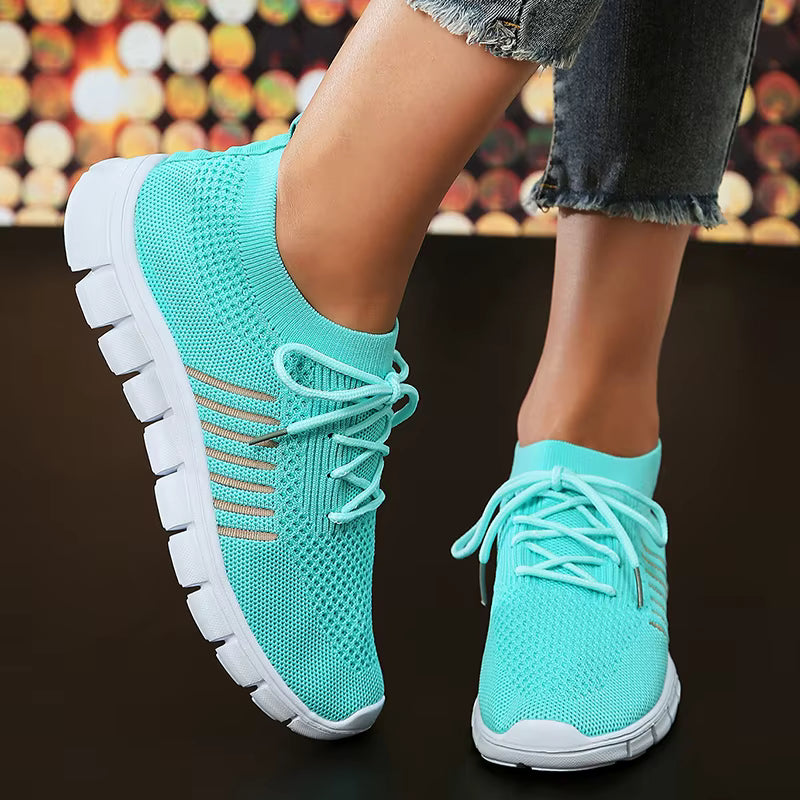 Casual Non Slip Knitted Soft Sole Round Toe Slip On Flats Sneakers