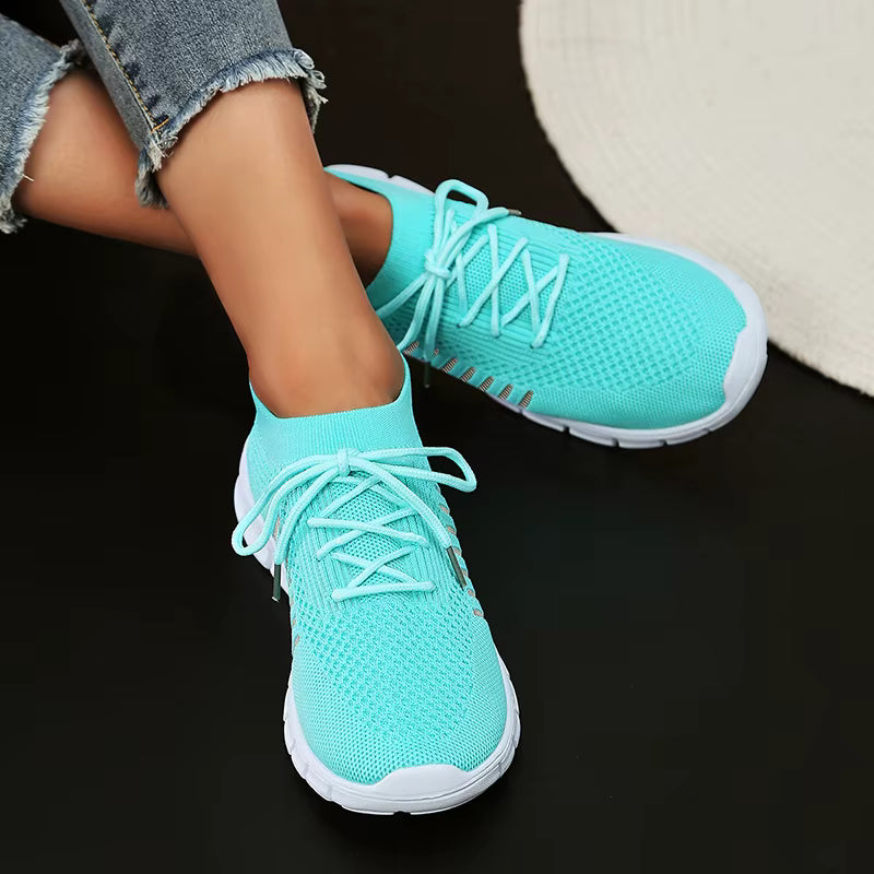 Casual Non Slip Knitted Soft Sole Round Toe Slip On Flats Sneakers