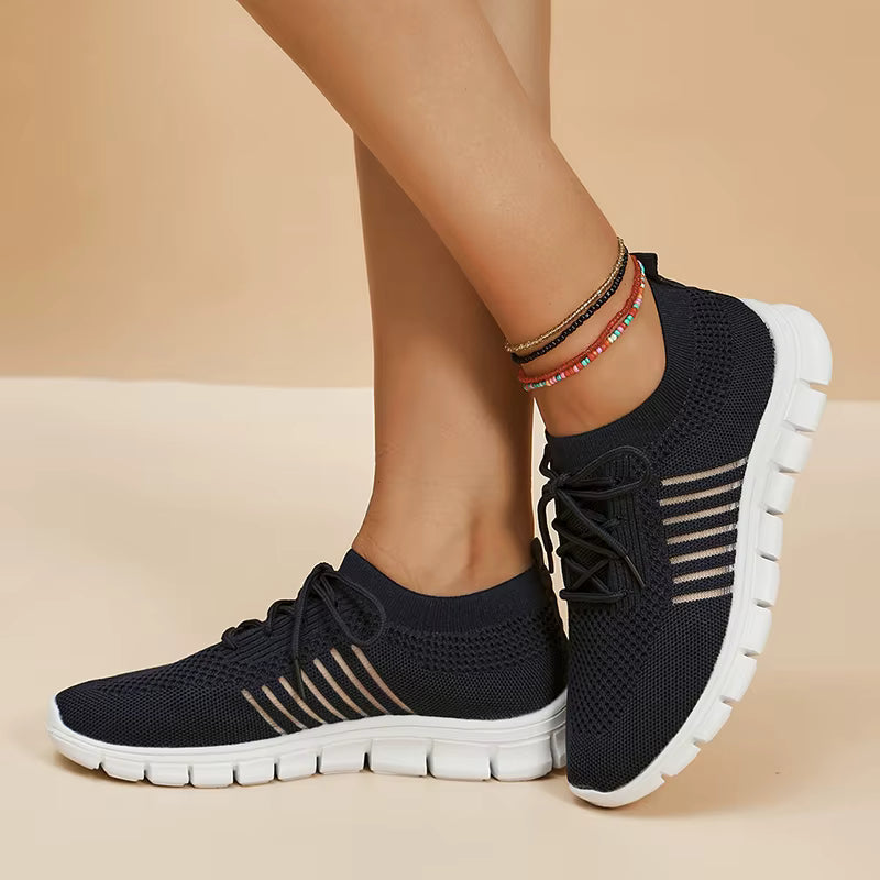Casual Non Slip Knitted Soft Sole Round Toe Slip On Flats Sneakers