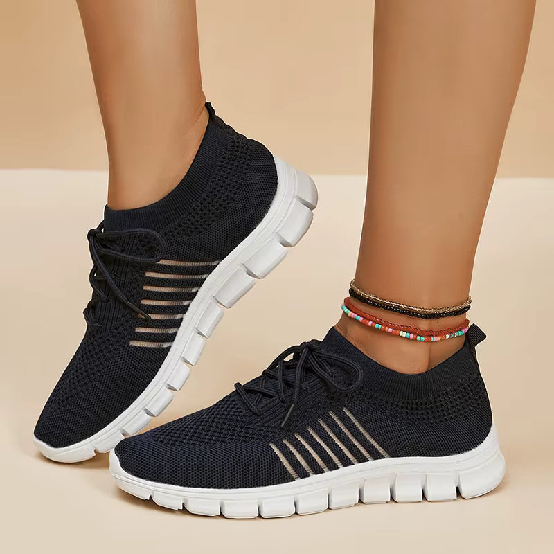 Casual Non Slip Knitted Soft Sole Round Toe Slip On Flats Sneakers