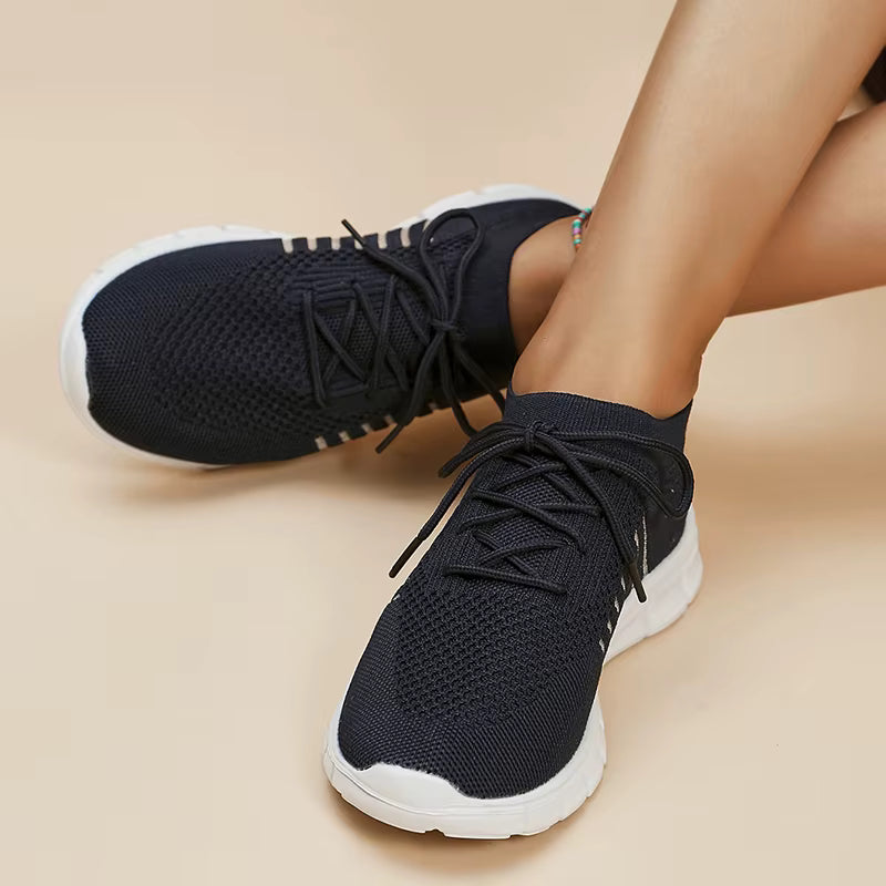 Casual Non Slip Knitted Soft Sole Round Toe Slip On Flats Sneakers