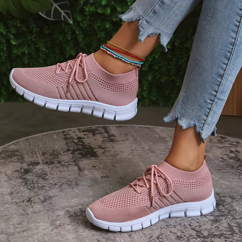 Casual Non Slip Knitted Soft Sole Round Toe Slip On Flats Sneakers