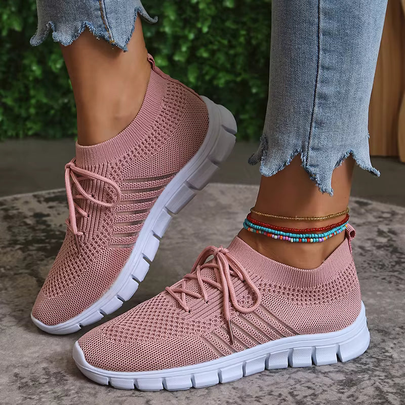 Casual Non Slip Knitted Soft Sole Round Toe Slip On Flats Sneakers