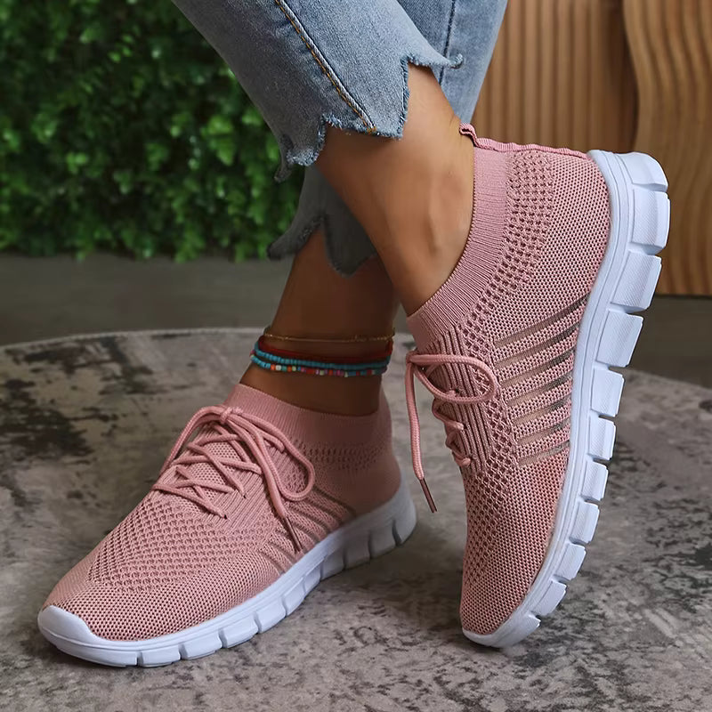 Casual Non Slip Knitted Soft Sole Round Toe Slip On Flats Sneakers