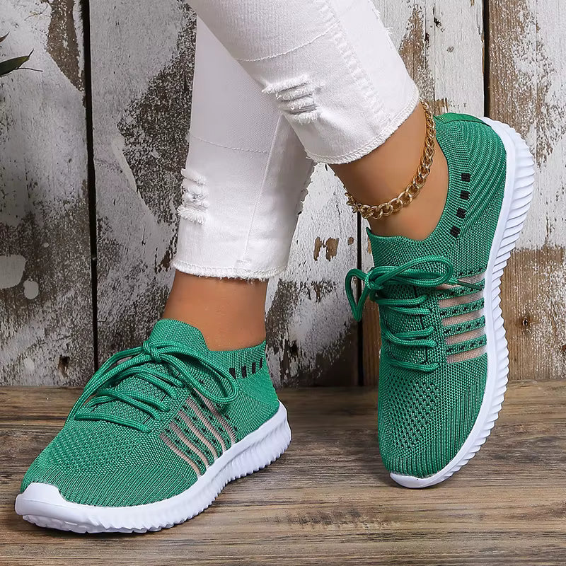 Casual Non Slip Knitted Soft Sole Round Toe Slip On Flats Sneakers