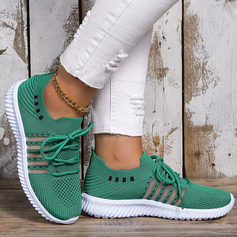 Casual Non Slip Knitted Soft Sole Round Toe Slip On Flats Sneakers