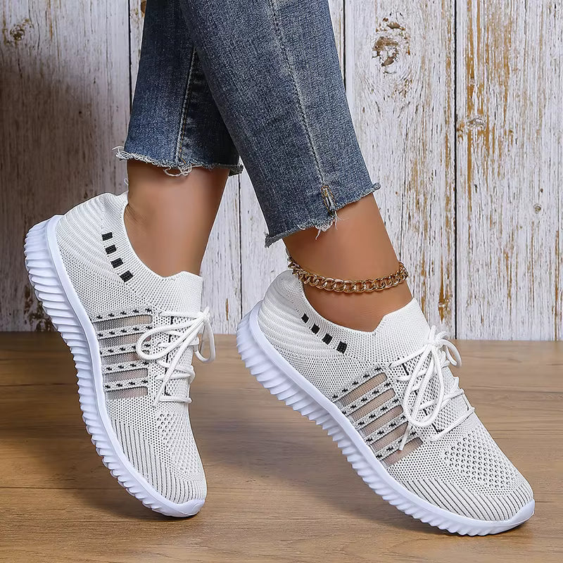 Casual Non Slip Knitted Soft Sole Round Toe Slip On Flats Sneakers