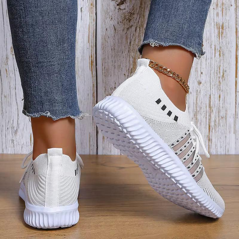 Casual Non Slip Knitted Soft Sole Round Toe Slip On Flats Sneakers