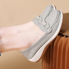 Casual Novelty Cow Leather Slip-On Round Toe Flat Shoes