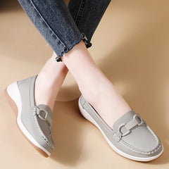 Casual Novelty Cow Leather Slip-On Round Toe Flat Shoes
