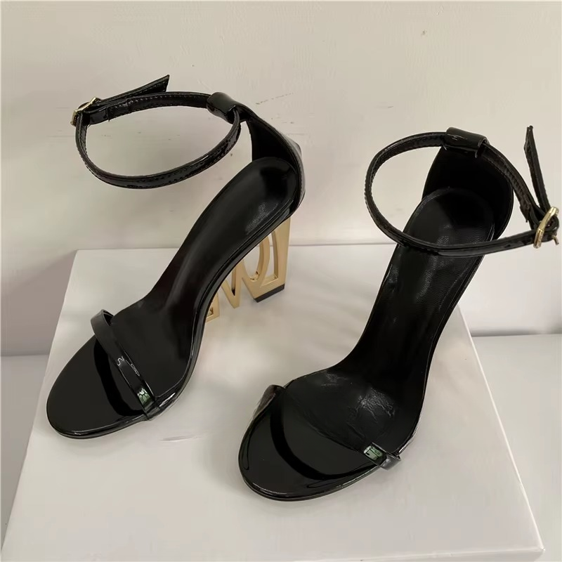 Casual One-strap Fretwork Party Letter-Love Strange High Heels Gladiator Sandals