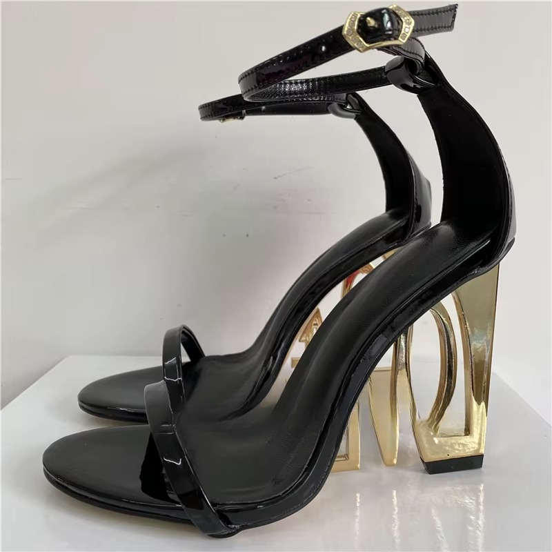 Casual One-strap Fretwork Party Letter-Love Strange High Heels Gladiator Sandals