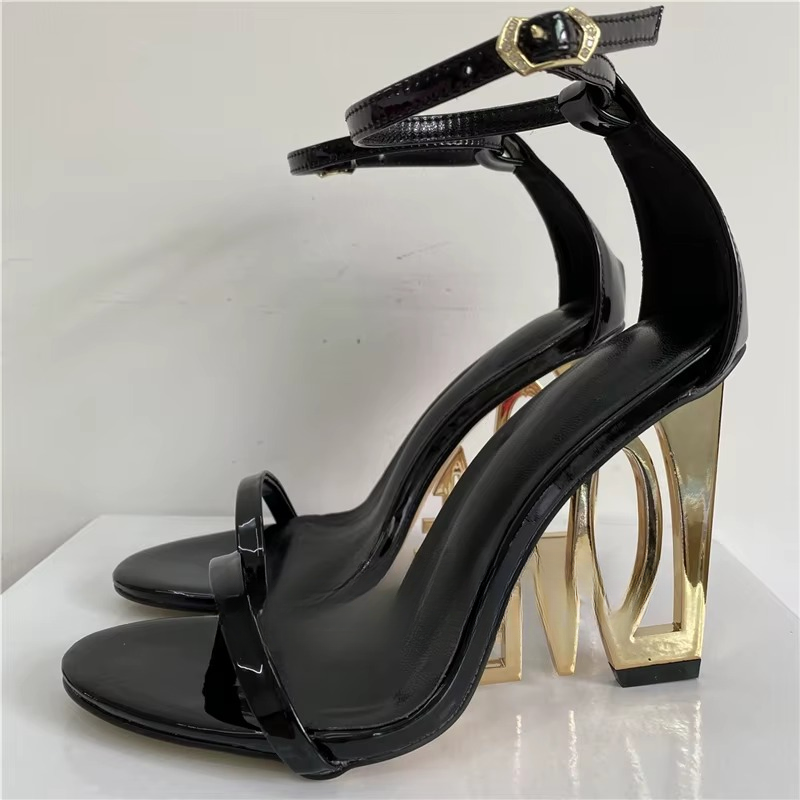 Casual One-strap Fretwork Party Letter-Love Strange High Heels Gladiator Sandals