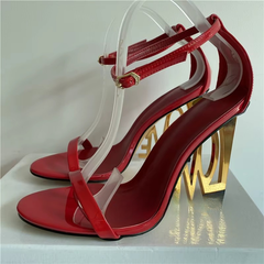 Casual One-strap Fretwork Party Letter-Love Strange High Heels Gladiator Sandals