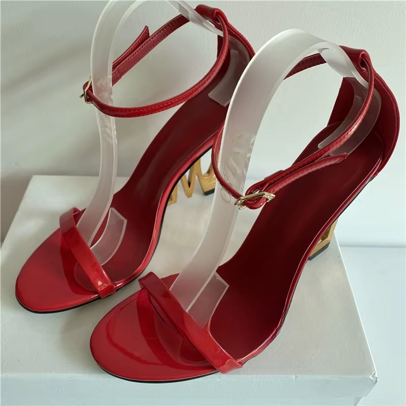 Casual One-strap Fretwork Party Letter-Love Strange High Heels Gladiator Sandals