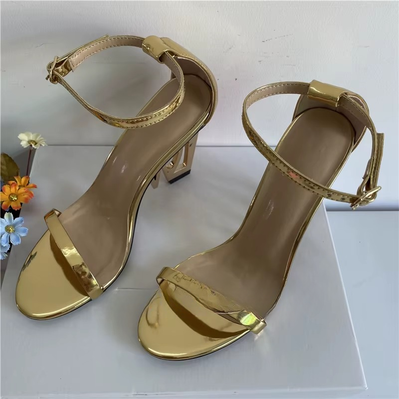 Casual One-strap Fretwork Party Letter-Love Strange High Heels Gladiator Sandals