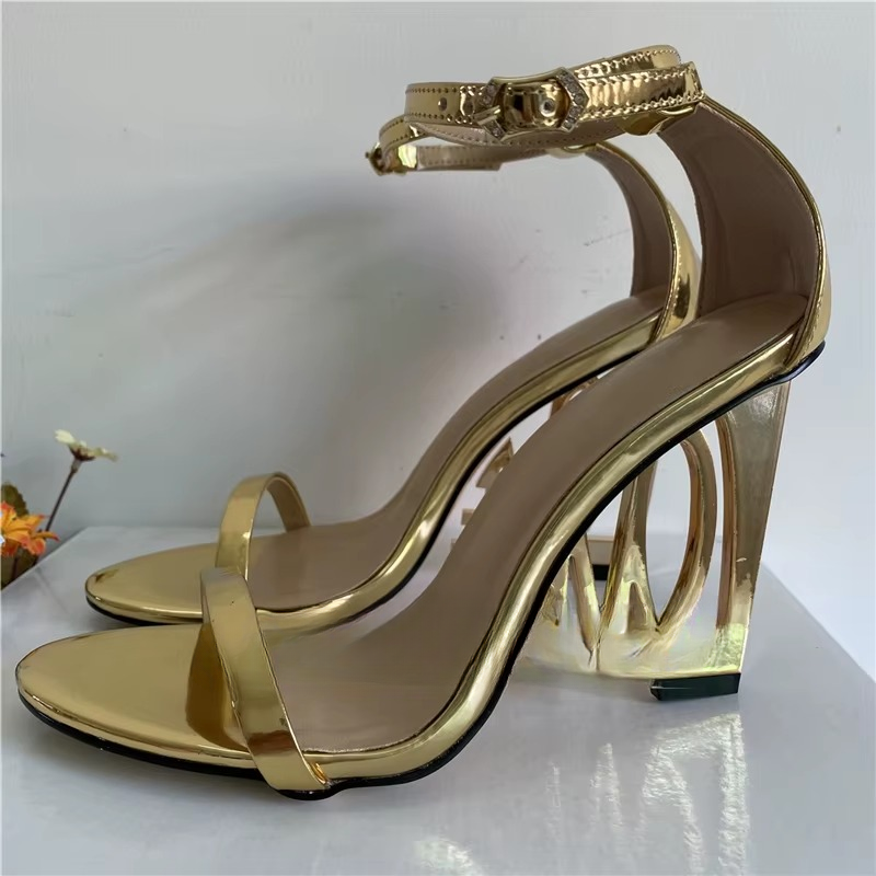 Casual One-strap Fretwork Party Letter-Love Strange High Heels Gladiator Sandals