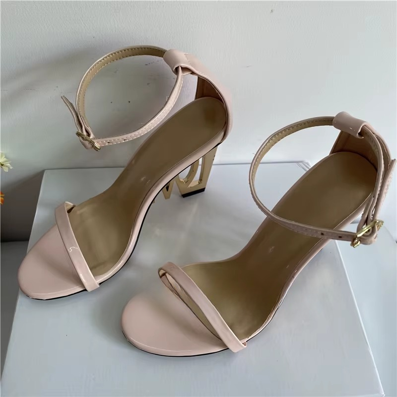 Casual One-strap Fretwork Party Letter-Love Strange High Heels Gladiator Sandals