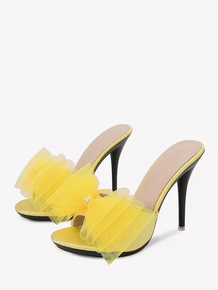 Casual Open Toe Bow Backless Pumps Stiletto High Heel