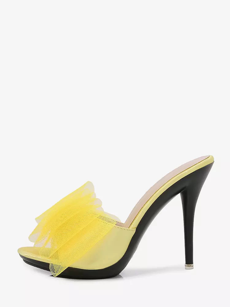 Casual Open Toe Bow Backless Pumps Stiletto High Heel