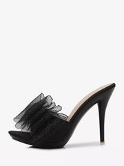 Casual Open Toe Bow Backless Pumps Stiletto High Heel
