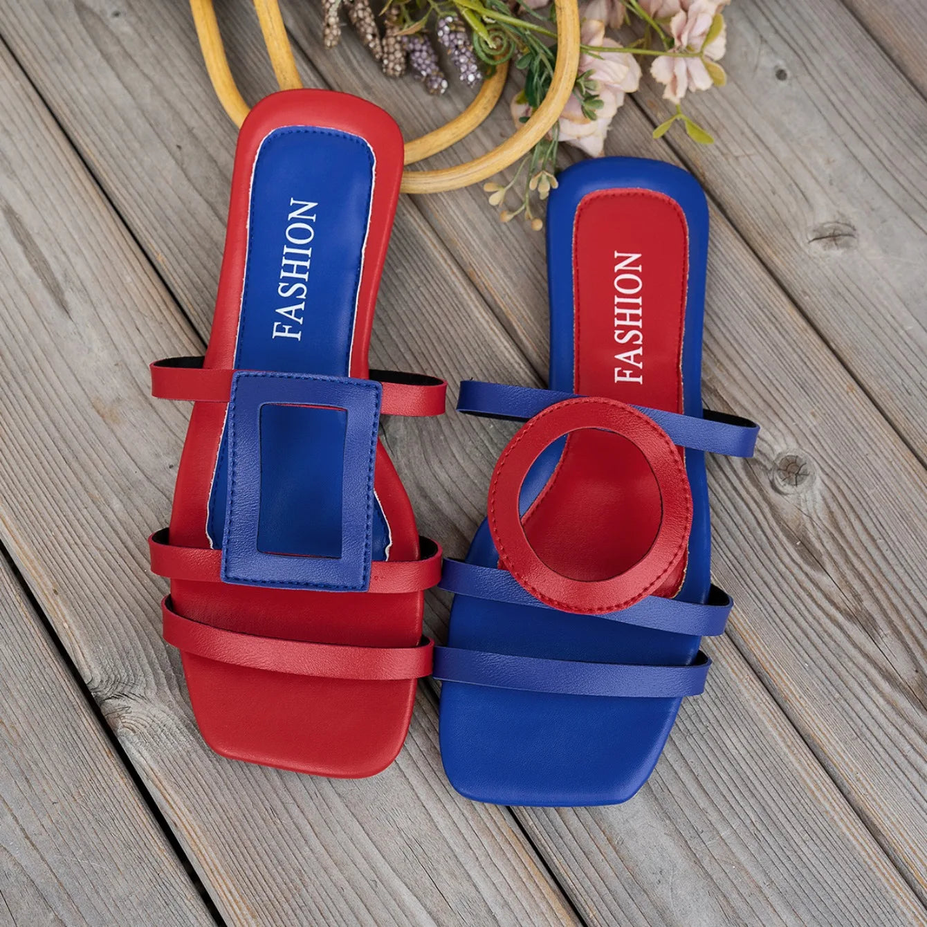 Concise Rubber Shallow Outdoor Non-slip Slides Flat Slippers