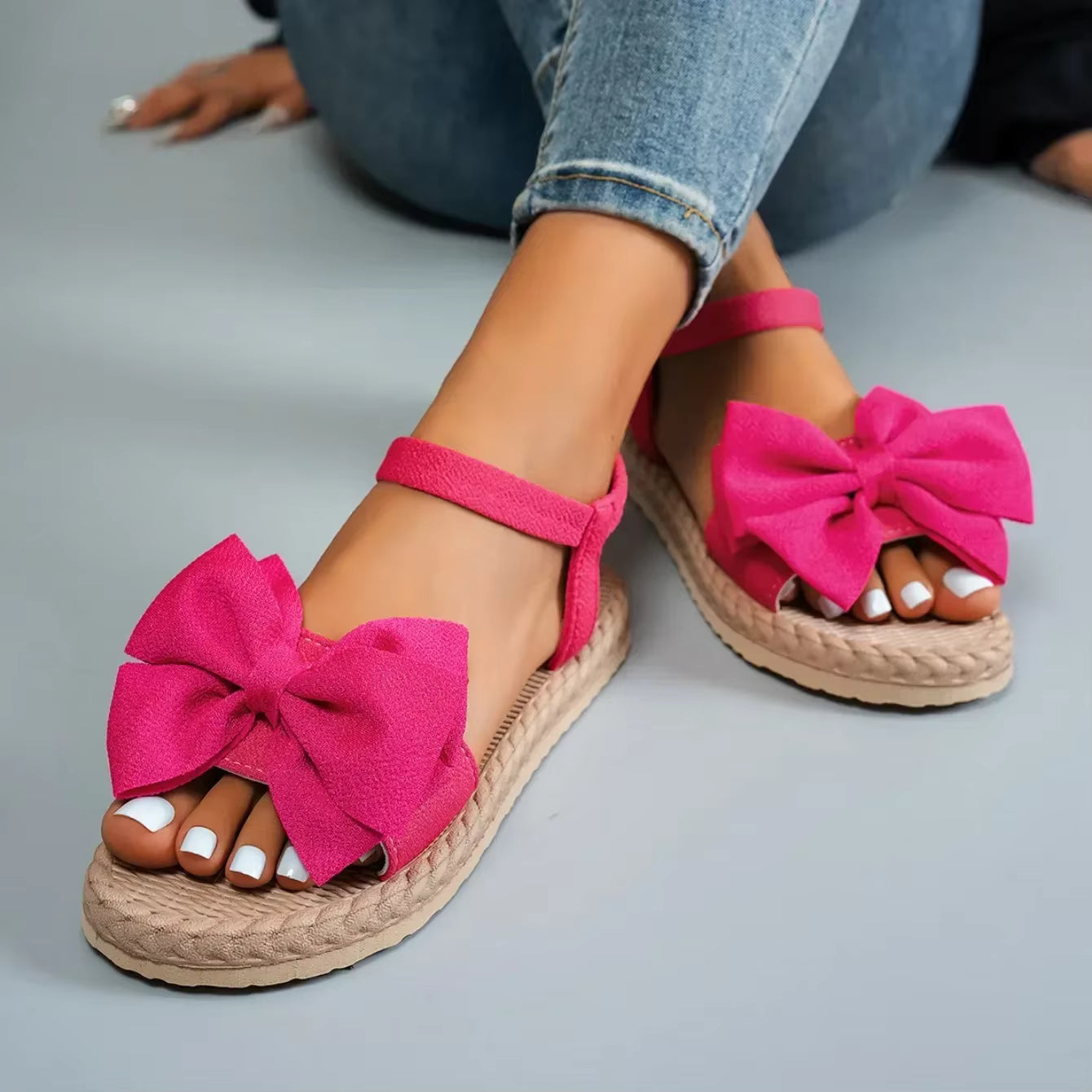 Casual Outdoor Shallow Bow Back Strap Tie Anti-slip Trend Sandals