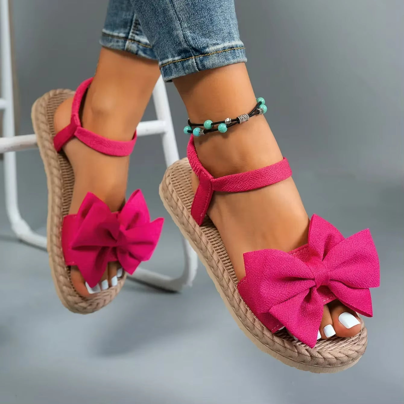 Casual Outdoor Shallow Bow Back Strap Tie Anti-slip Trend Sandals