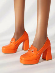 Casual Platform Metal Details Chunky Heel Pumps Loafers