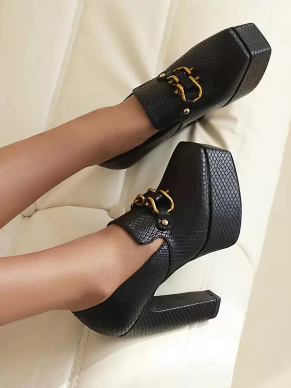 Casual Platform Metal Details Daily Casual Pumps High Heel