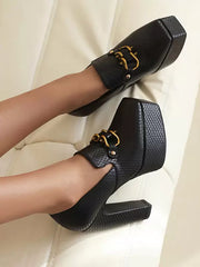 Casual Platform Metal Details Daily Casual Pumps High Heel